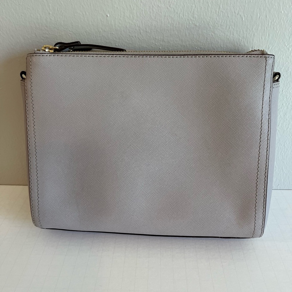 Lo & Sons Gray Leather Double Compartments Crossbody Bag